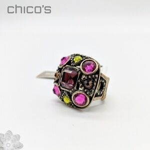 CHICO'S Colourful Jewelled Cocktail Ring NWT